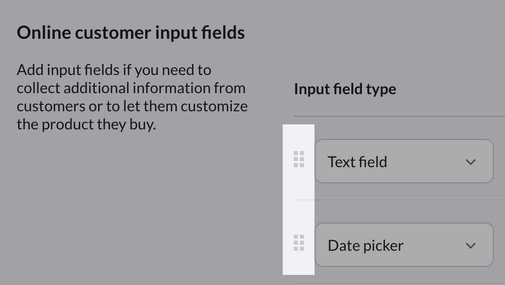 The six dots icons next to input fields