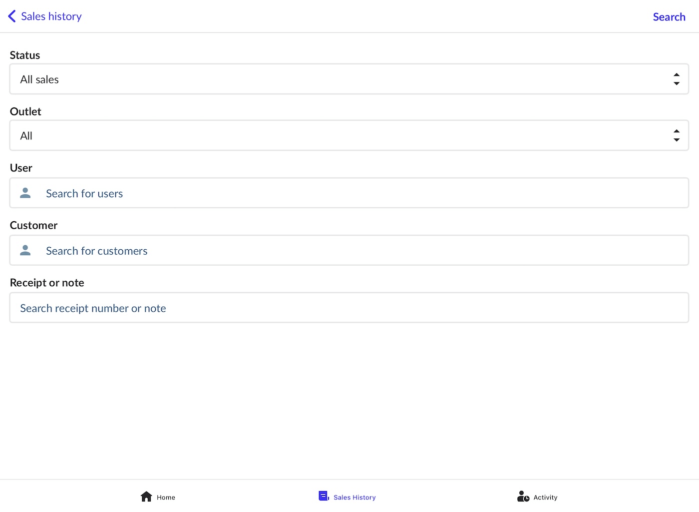 Verkoopfilters in Reporter.