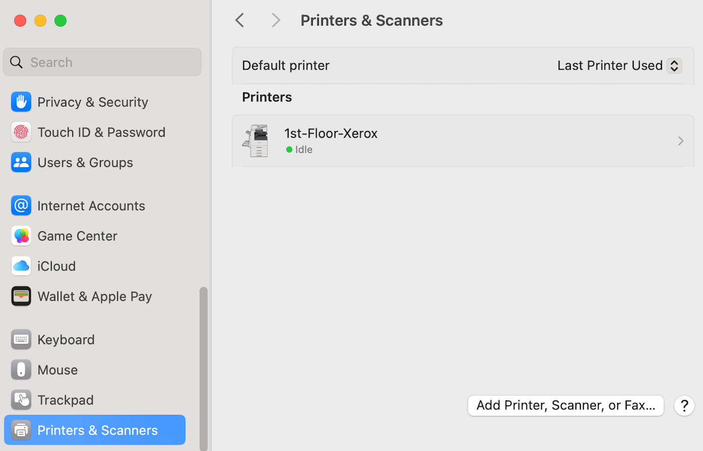 Le bouton Ajouter une imprimante, un numériseur ou un télécopieur sur Mac