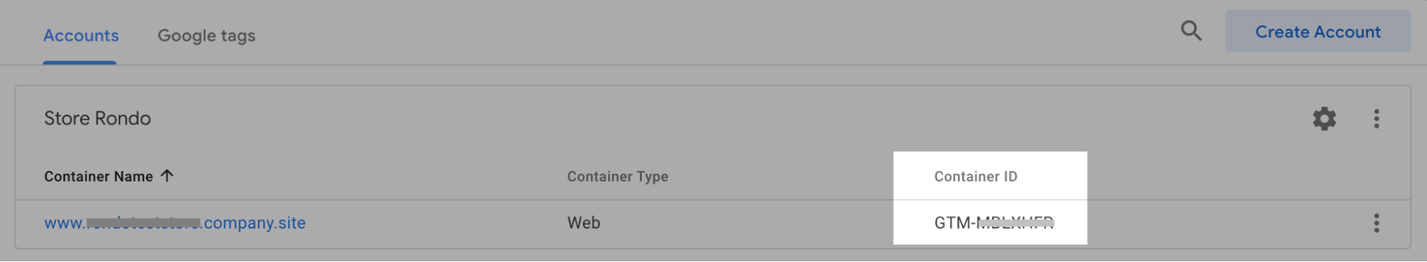 Copying Google Tag Manager container ID