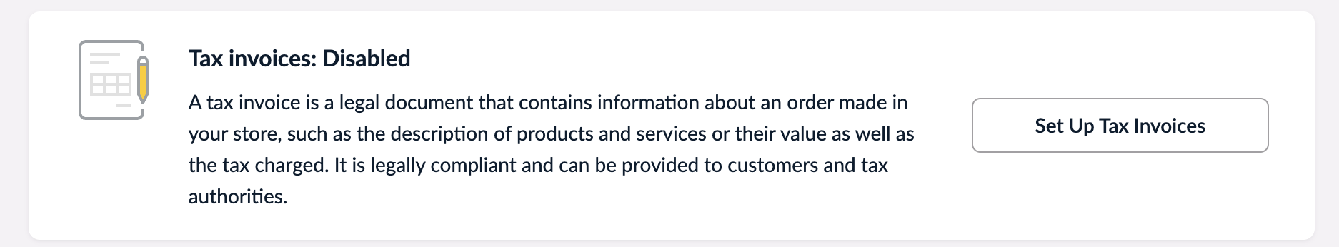 The Tax invoices section