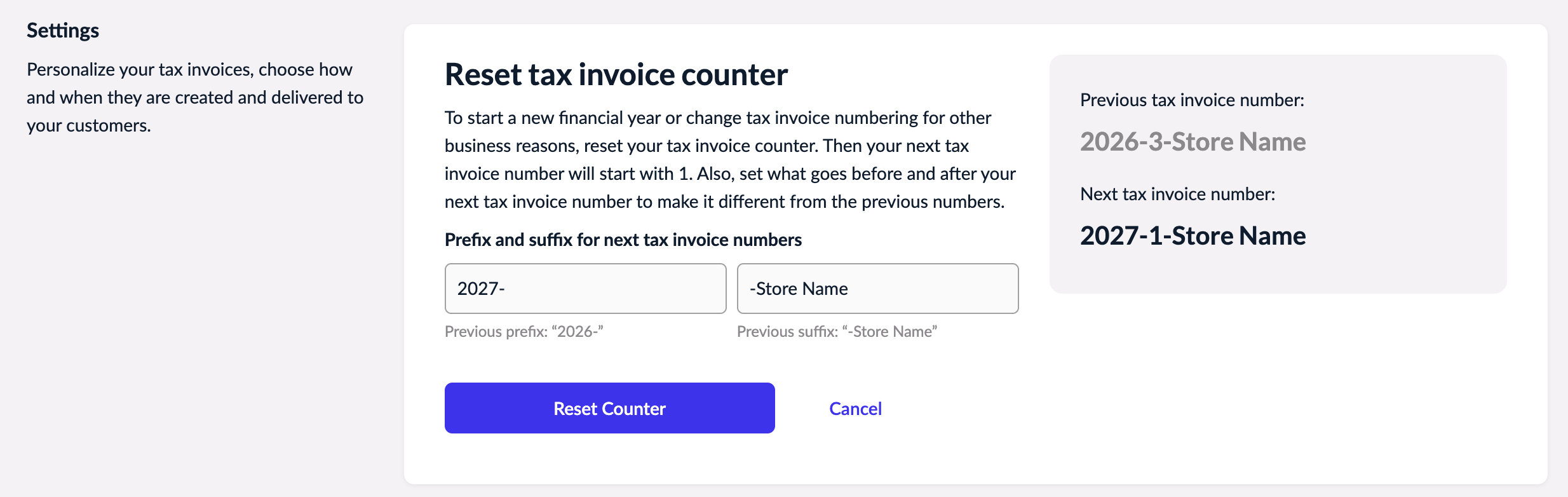Resetting the counter