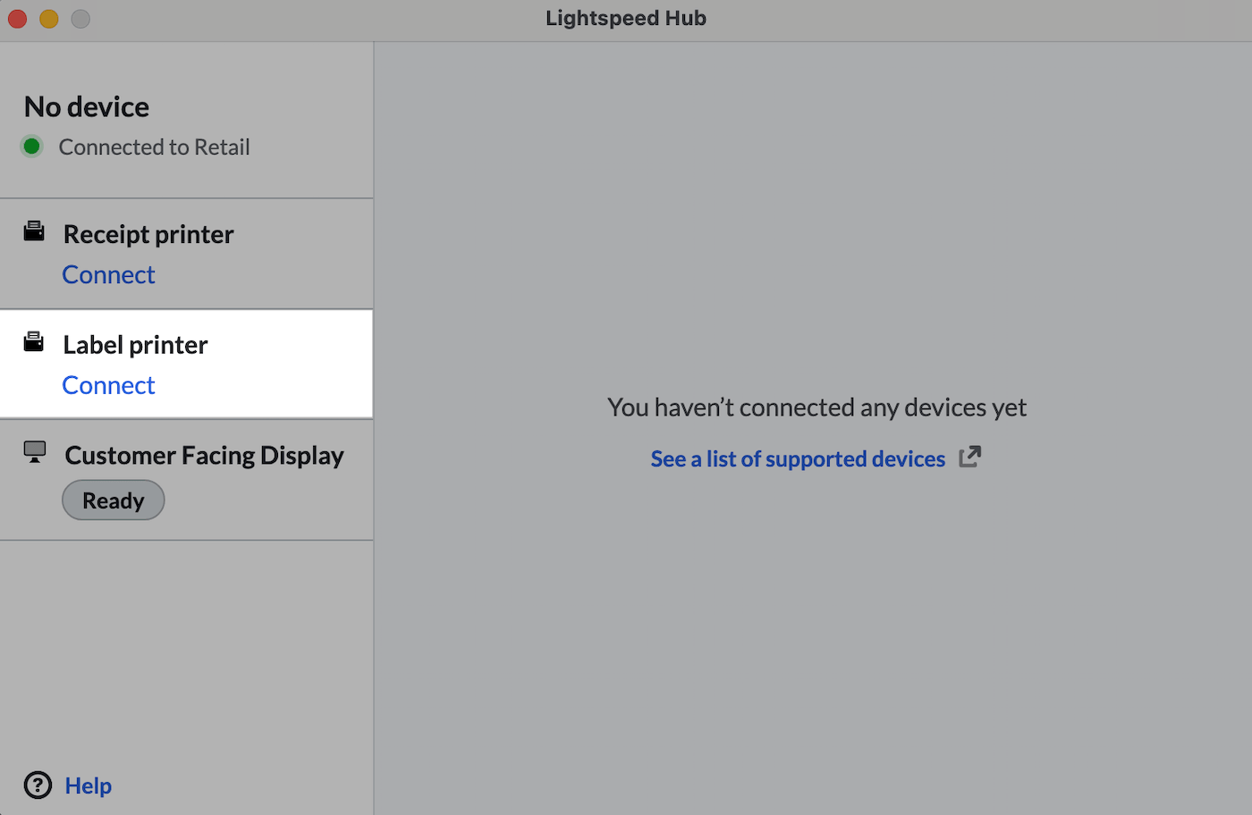 Devices and label printing page setup options.