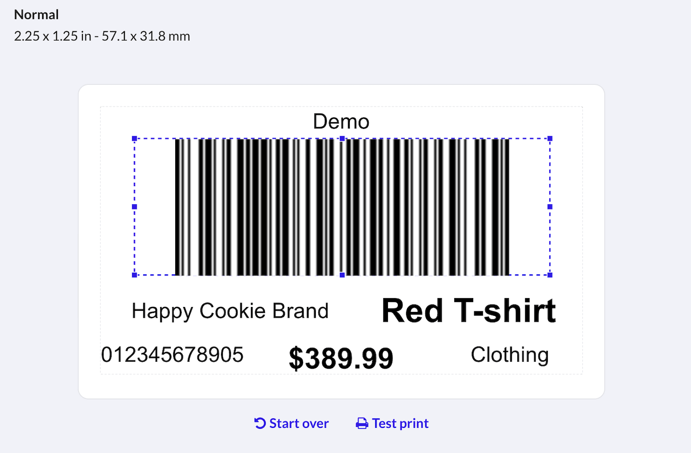 Devices and label printing page setup options.