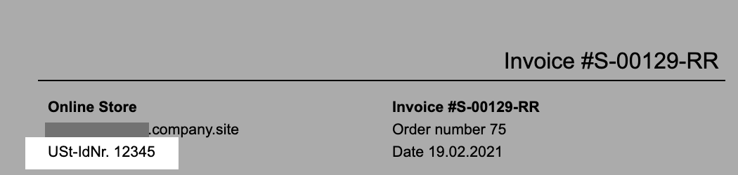 Example of a tax ID in the invoice header