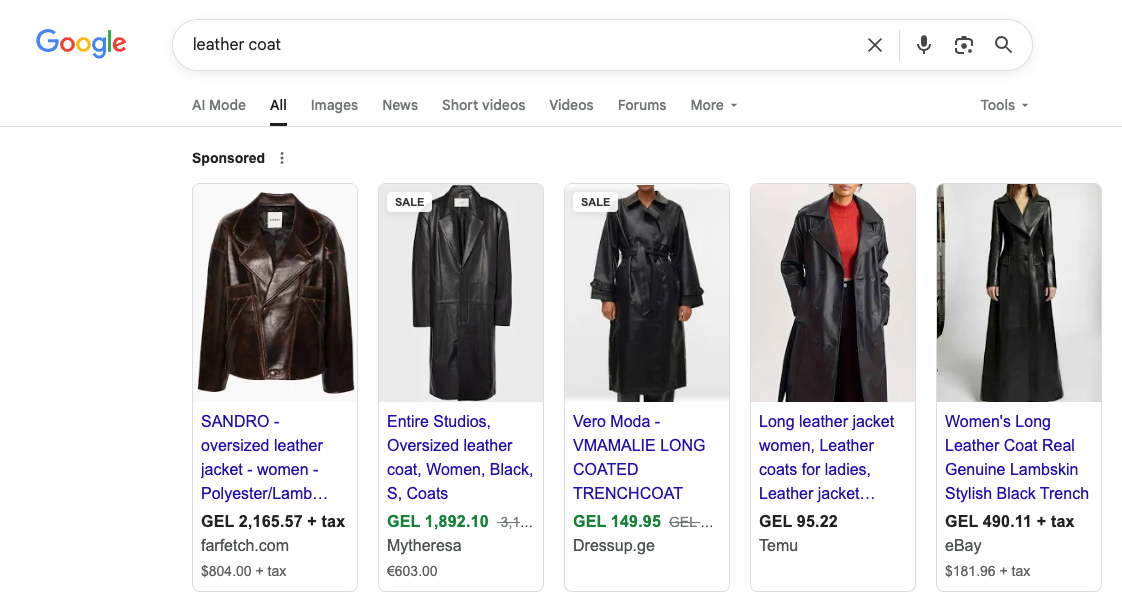 An example of Ads by Google