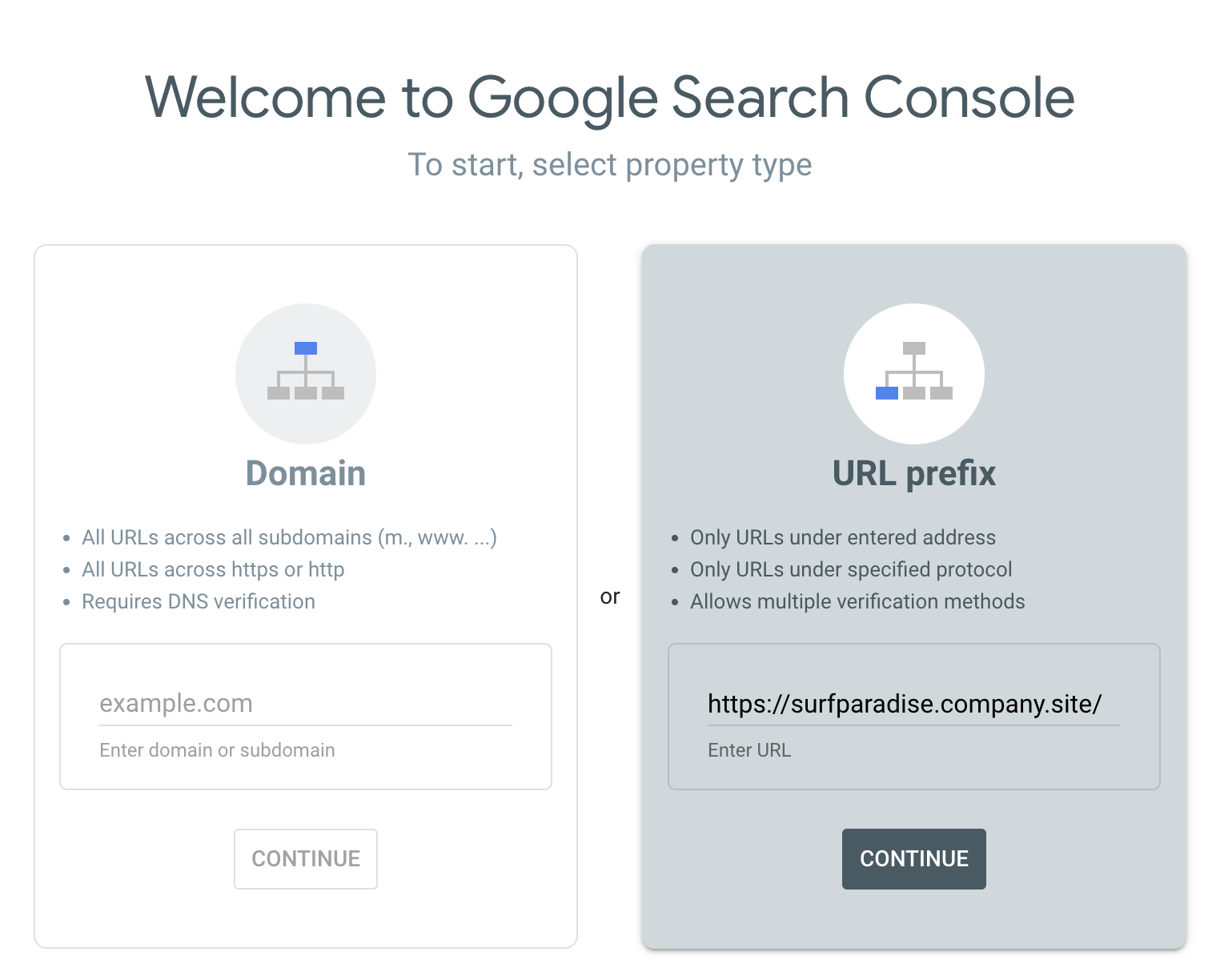Instant Site address as URL prefix property