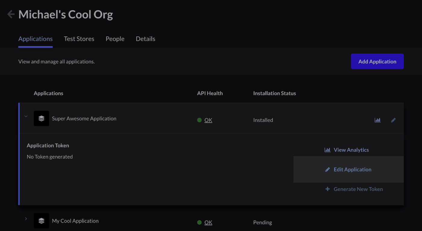 Une application avec le bouton de modification d'application mis en évidence.