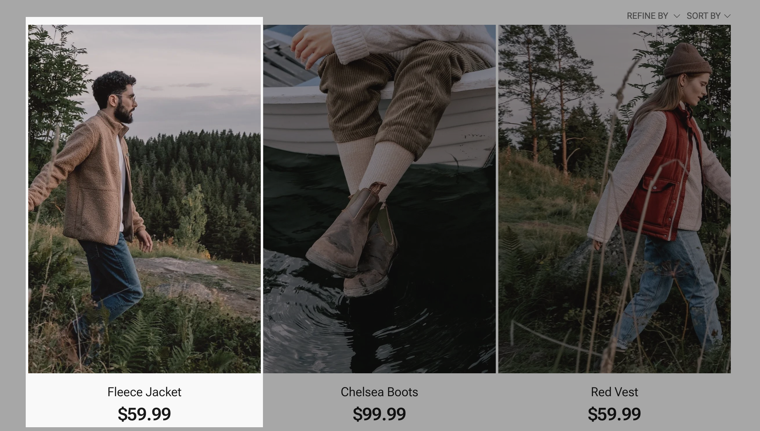 Example of a product card in the product grid