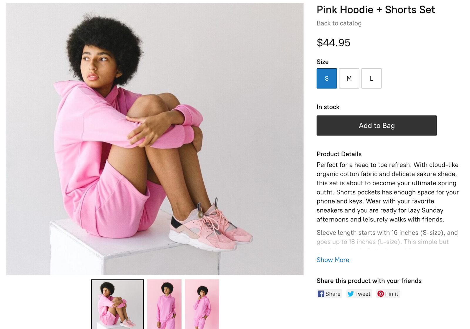 Example of a product page