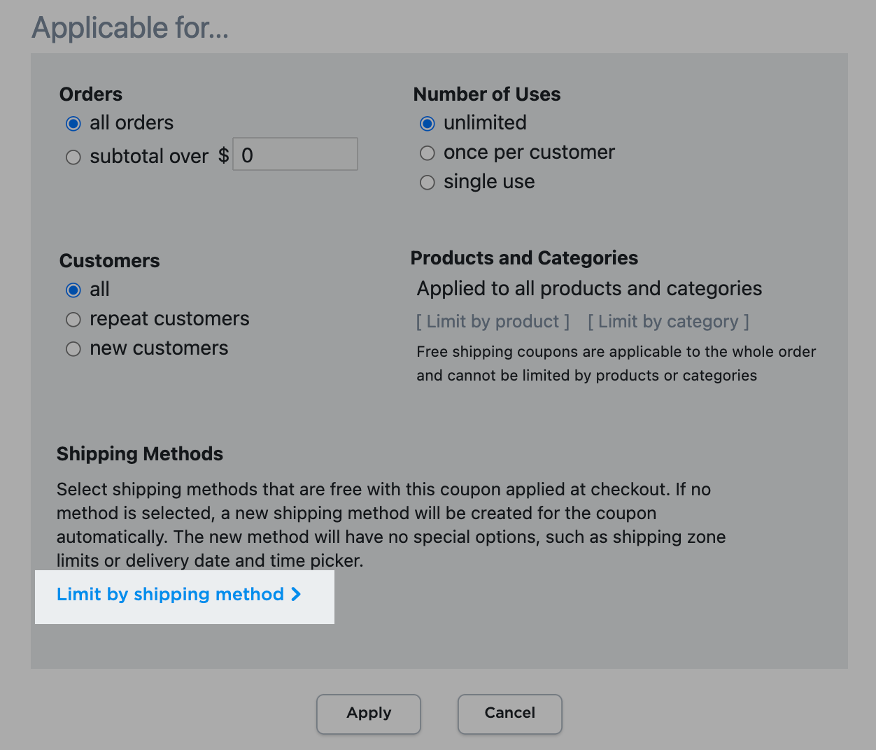limiting shipping method for a discount coupon.png