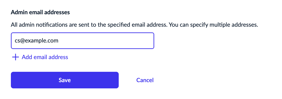 Emails for admin notifications
