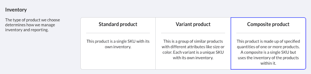 Samengesteld product geselecteerd.