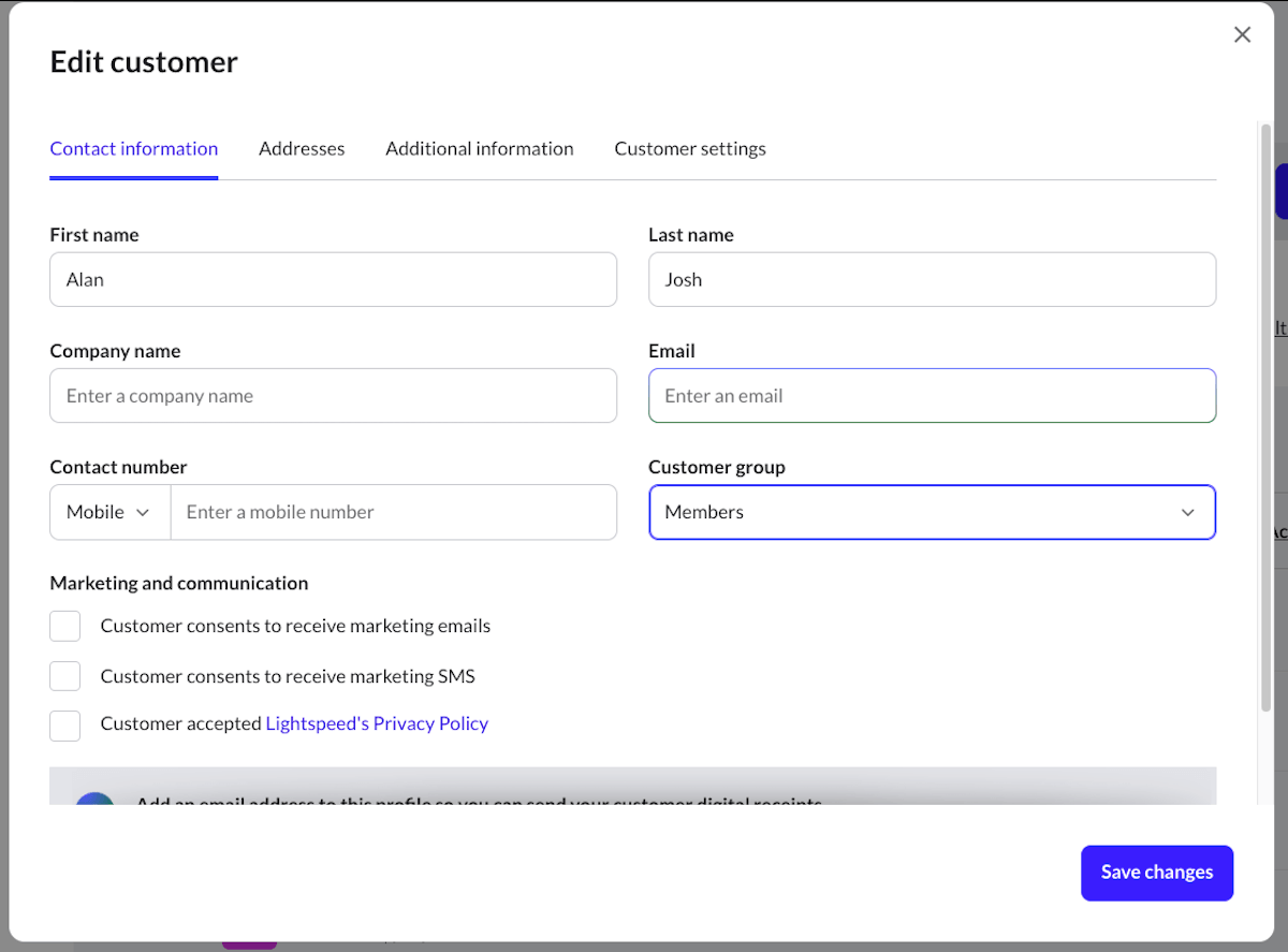 Edit
    customer page showing customer group field.