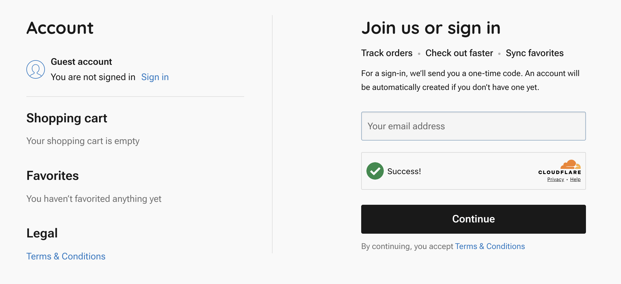 Signing in to a customer account