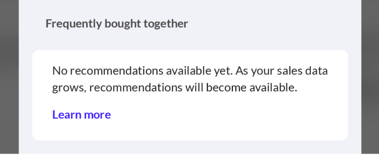 Message stating that no recommendations are available yet.
