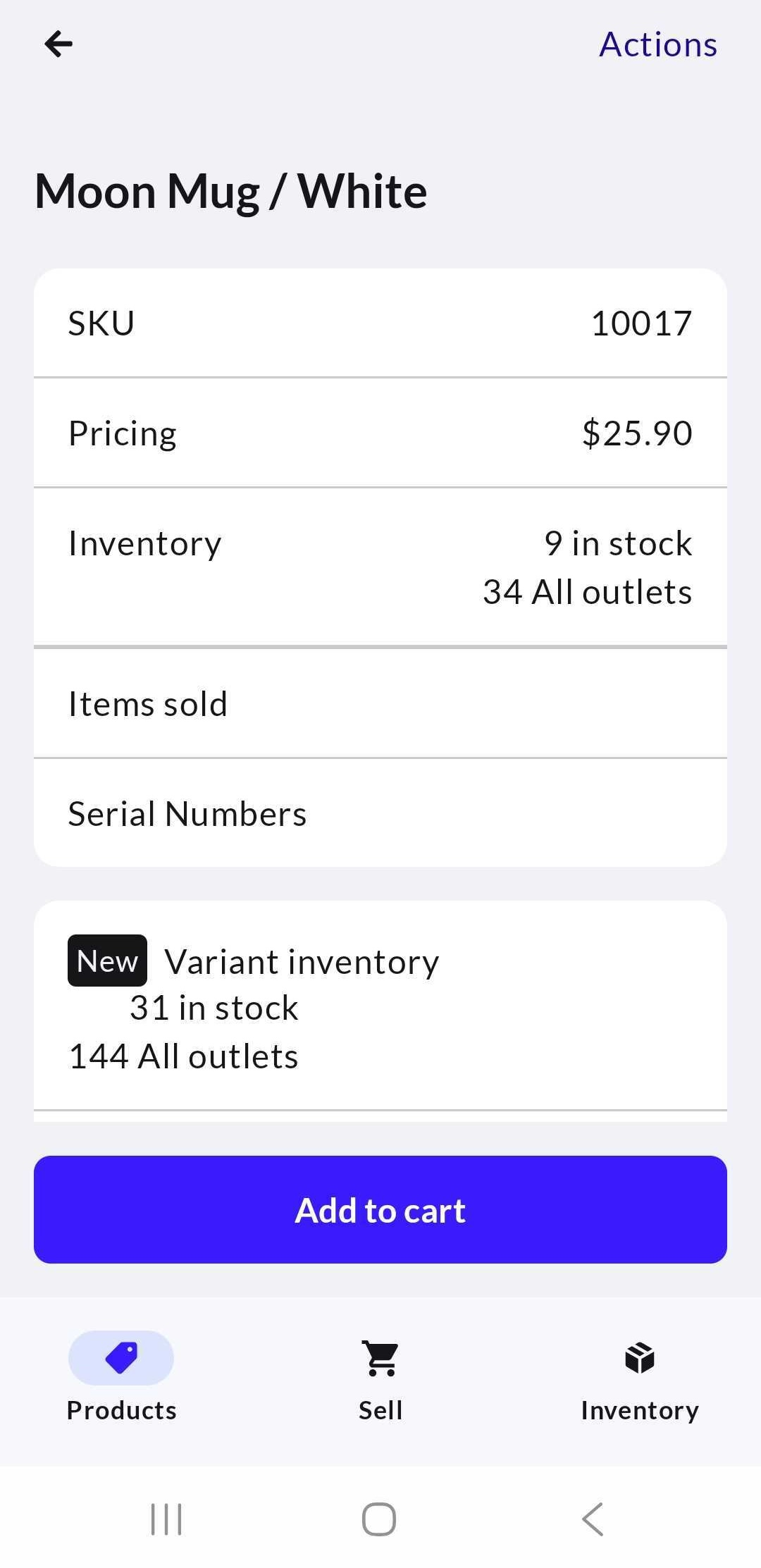 Item page on Android.