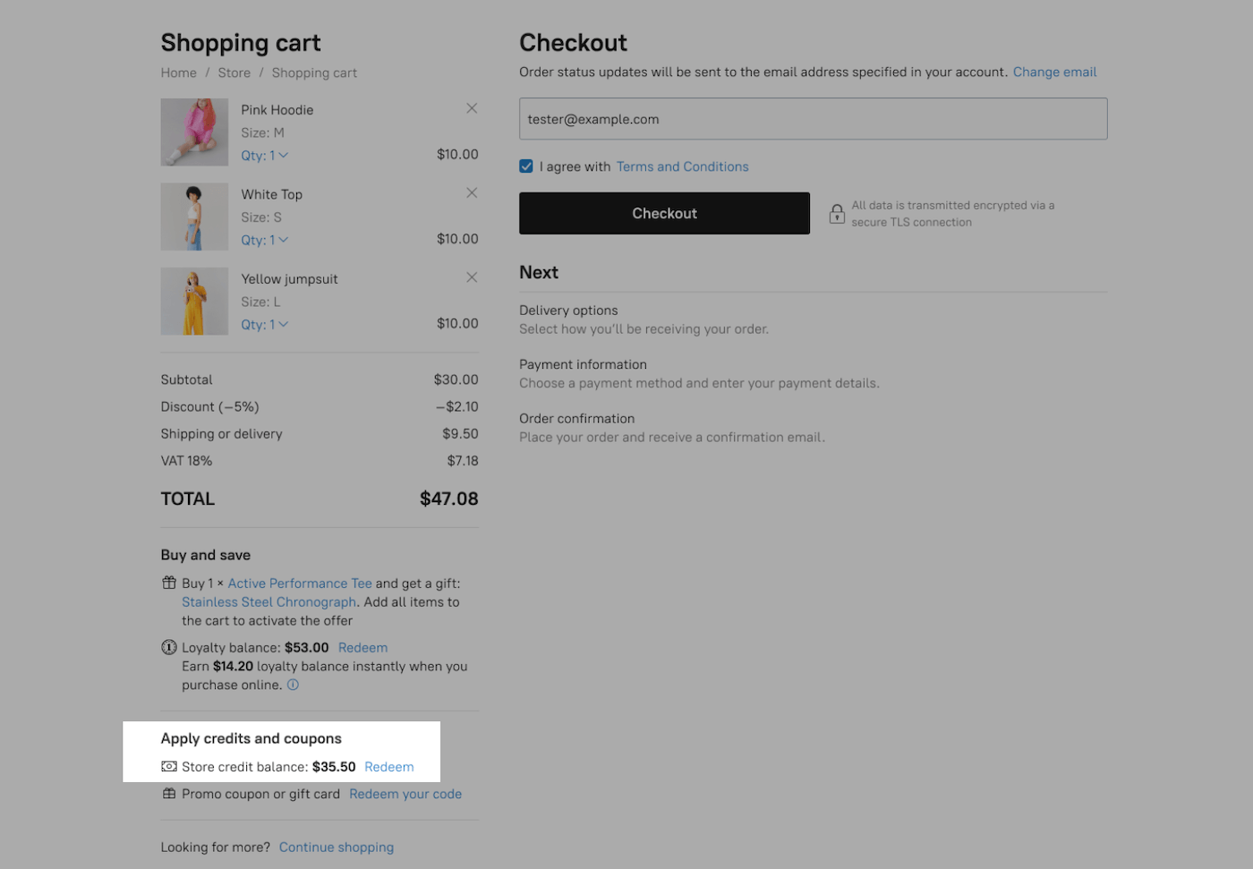 Store
        credit amount on checkout page.