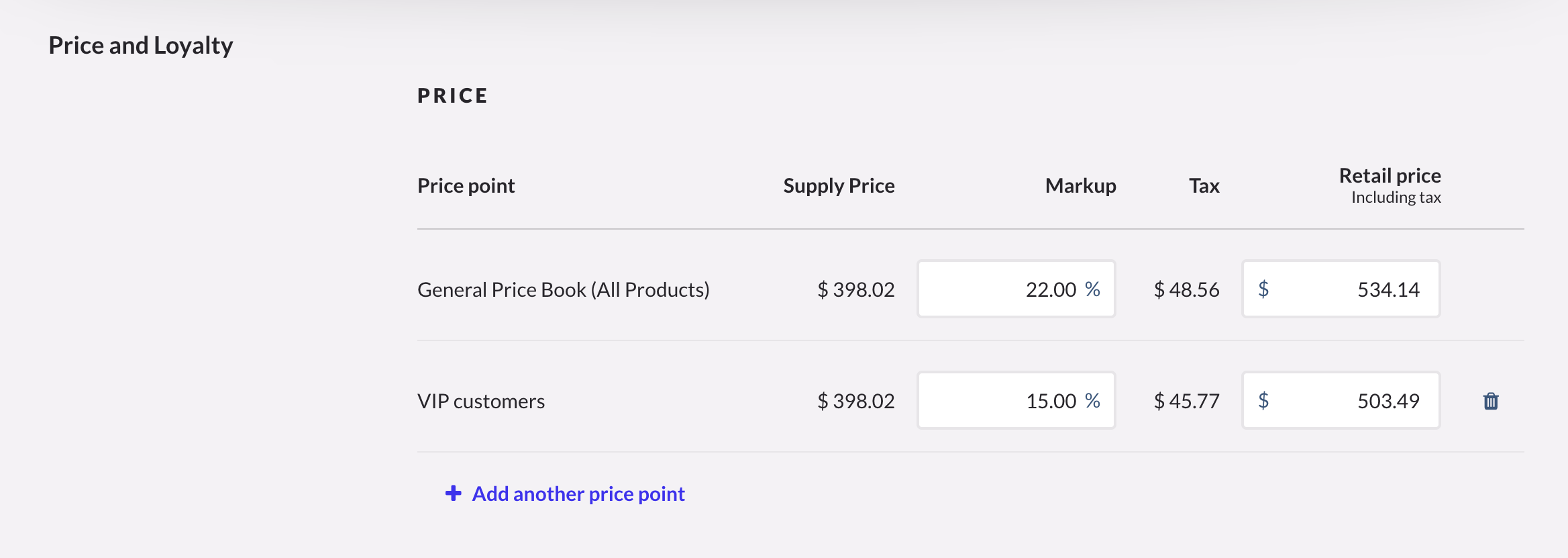 The Price and Loyalty section.