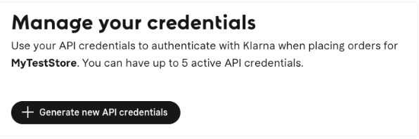 The Generate new API credentials button.