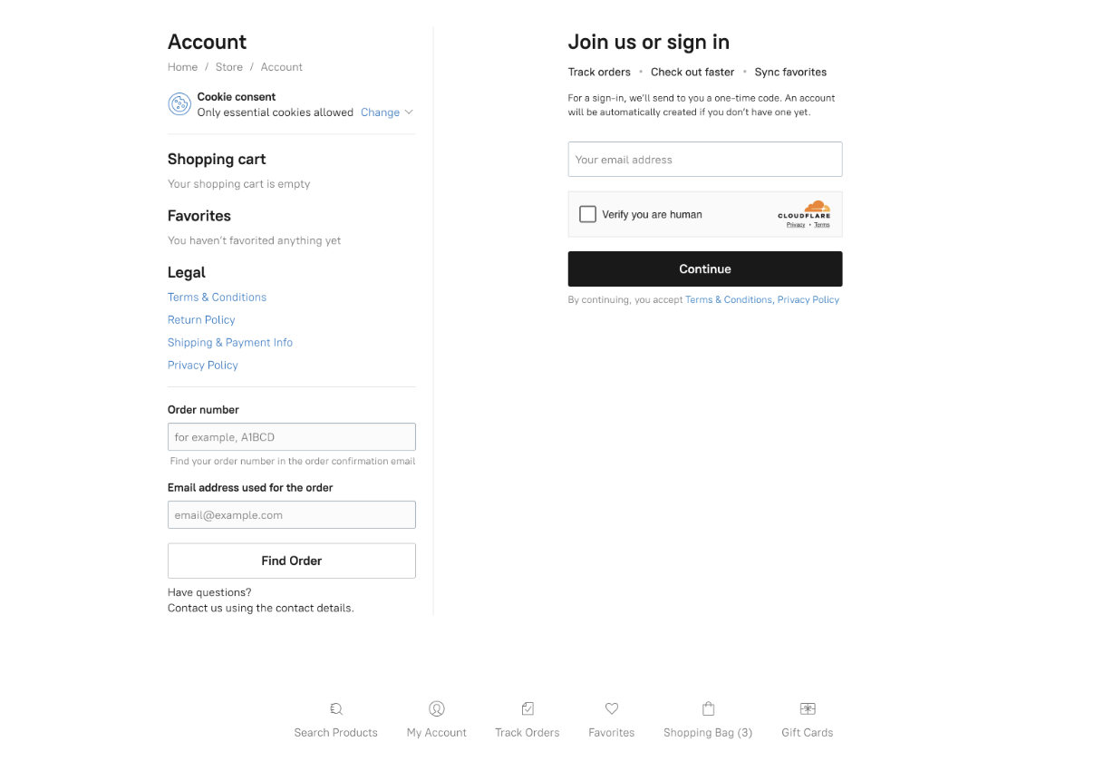 Order withdrawal fields on the Account page