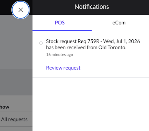 Notification de demande de stocks.