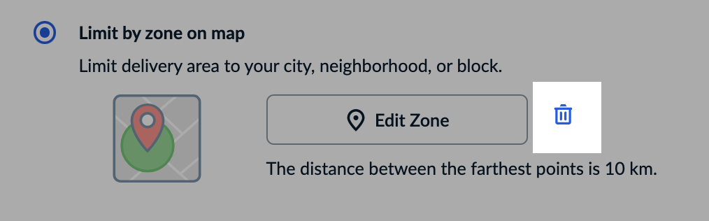 A Trash icon to delete the zone