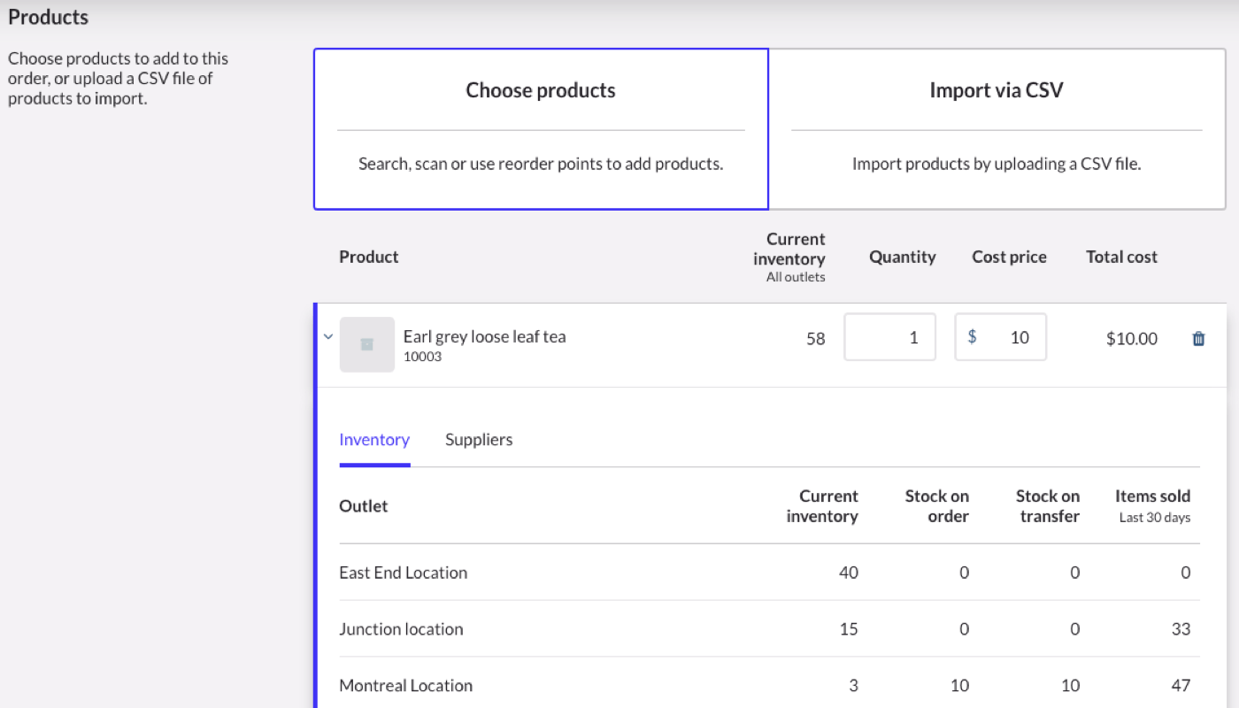 Product insights on purchase orders