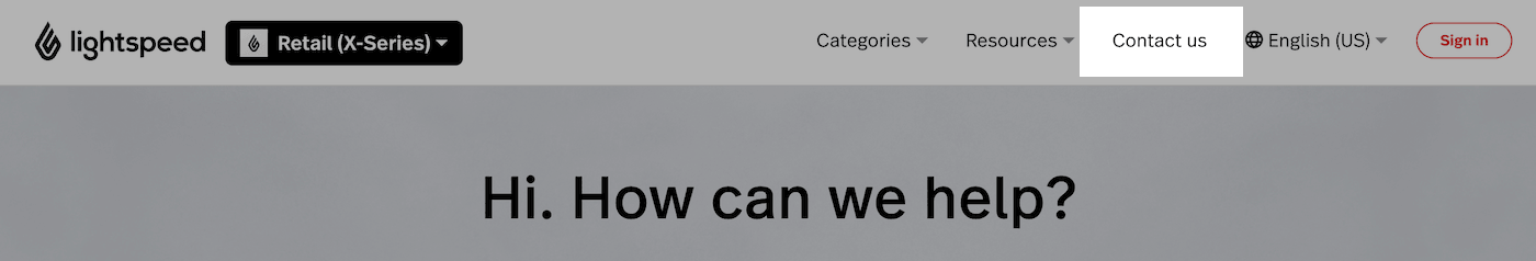 The Help Center navigation bar with Contact us highlighted.