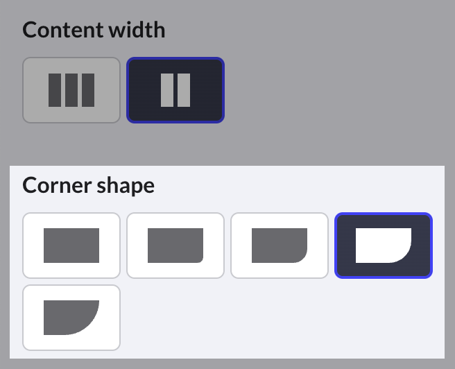 Setting default corner shape on your site