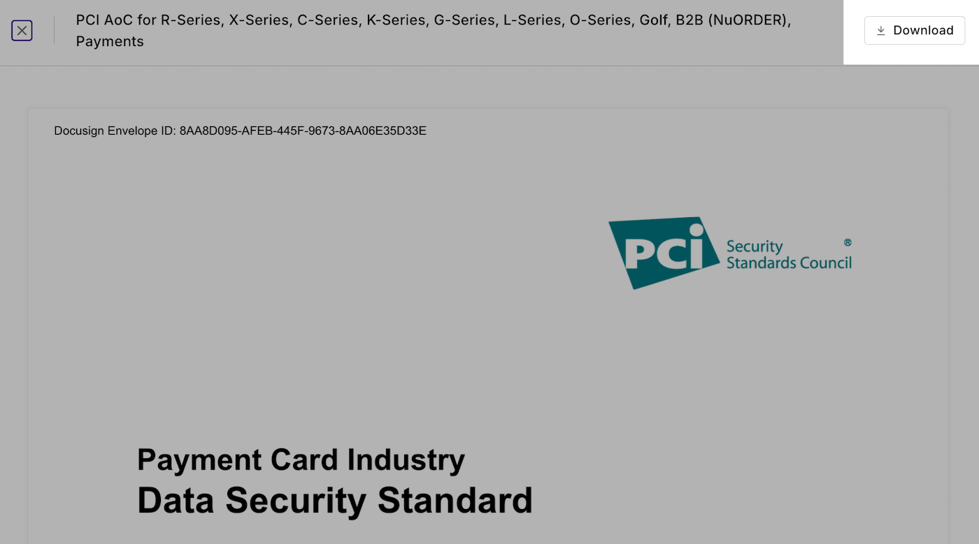 PCI AOC page with Download button highlighted.