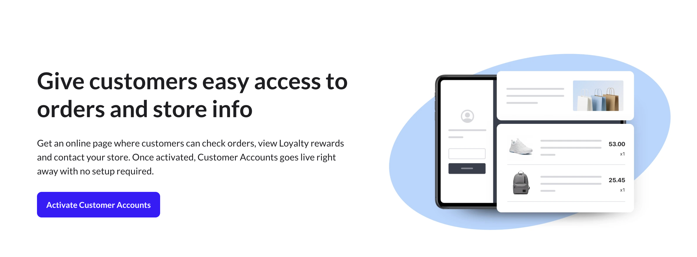 The Activate Customer Accounts on the Customer Accounts page