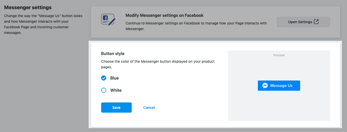 Messenger settings