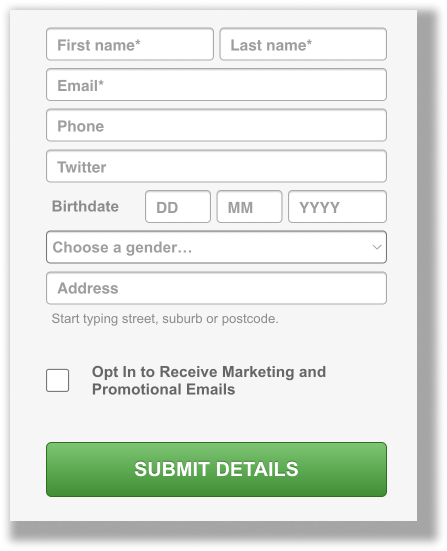 The customer sign up wizard.
