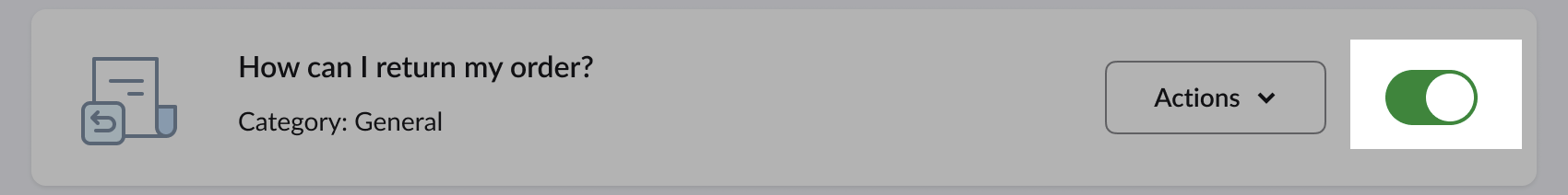 The enablement toggle next to a shared product content section
