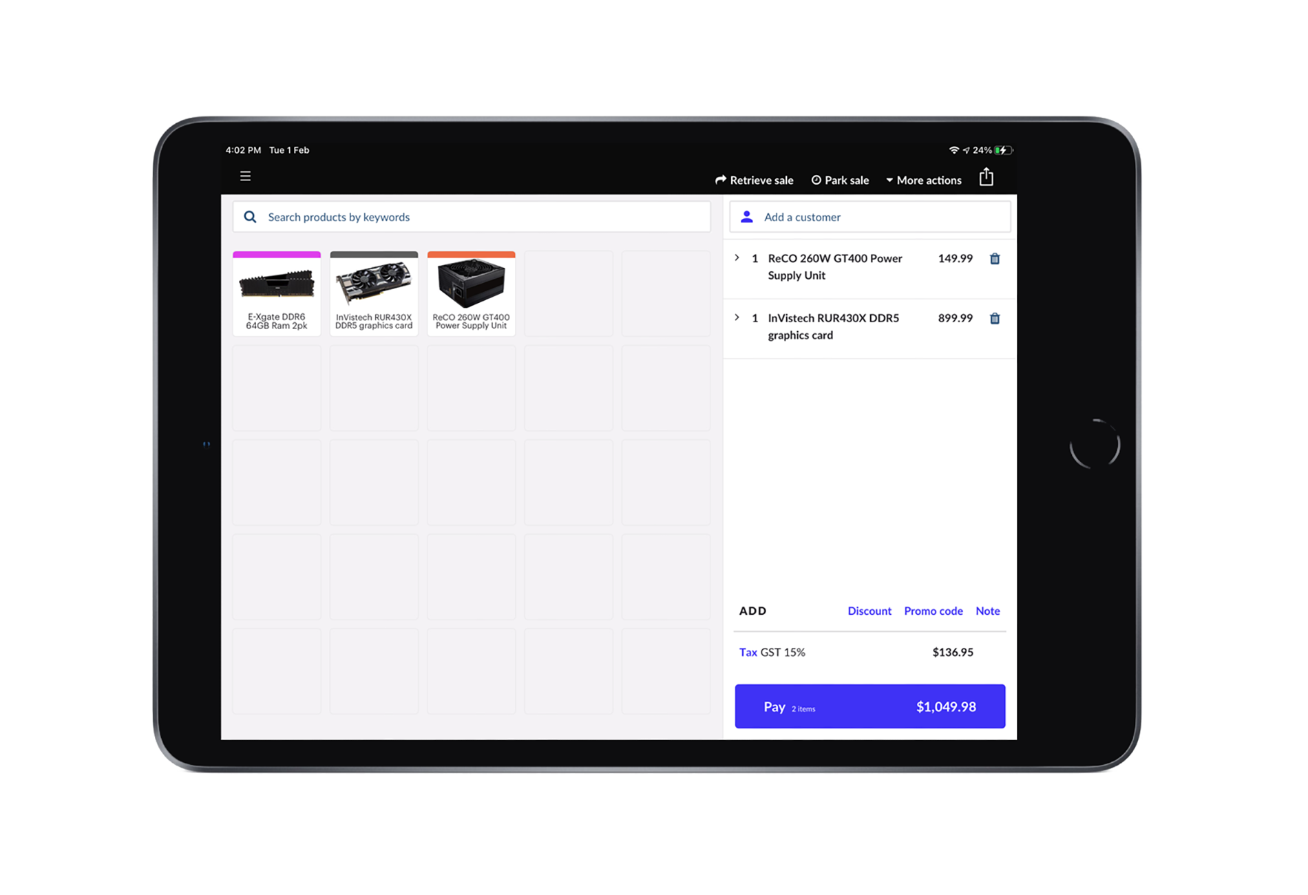 Retail POS X-Series op een iPad
