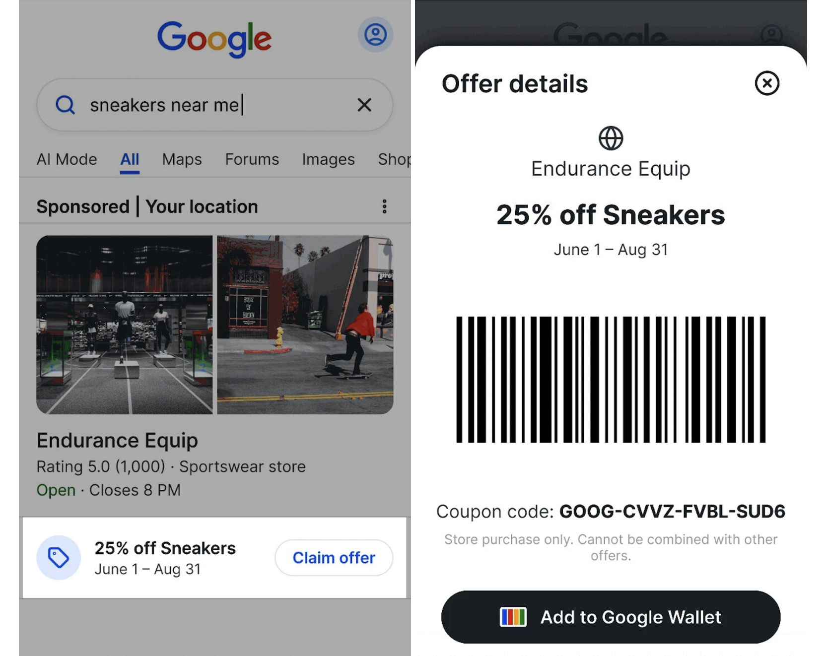 Example of a Google Local Coupons ad