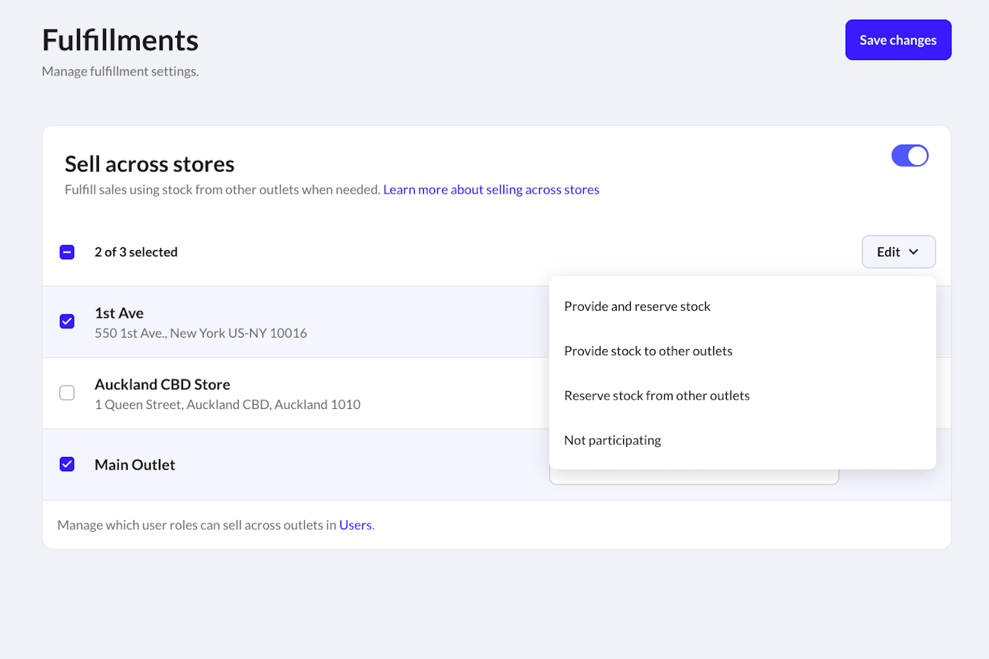 Multiple locations selected and Edit dropdown displayed.