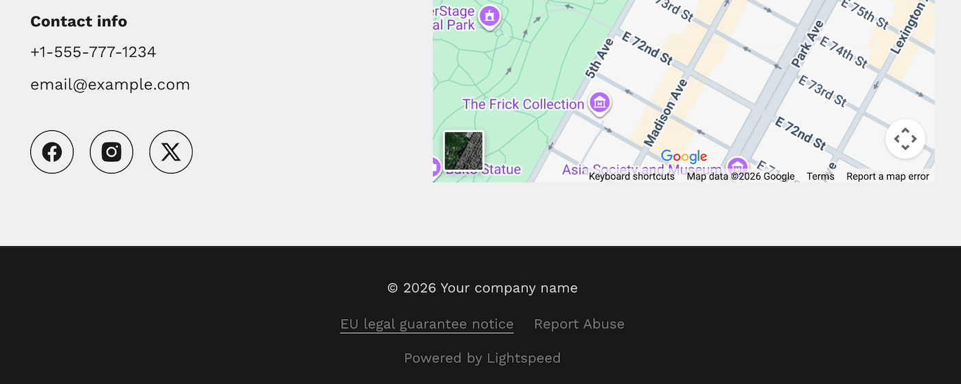 Site footer with EU legal guarantee notice.