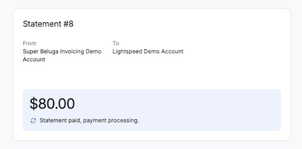 Example statement with payment processing note.