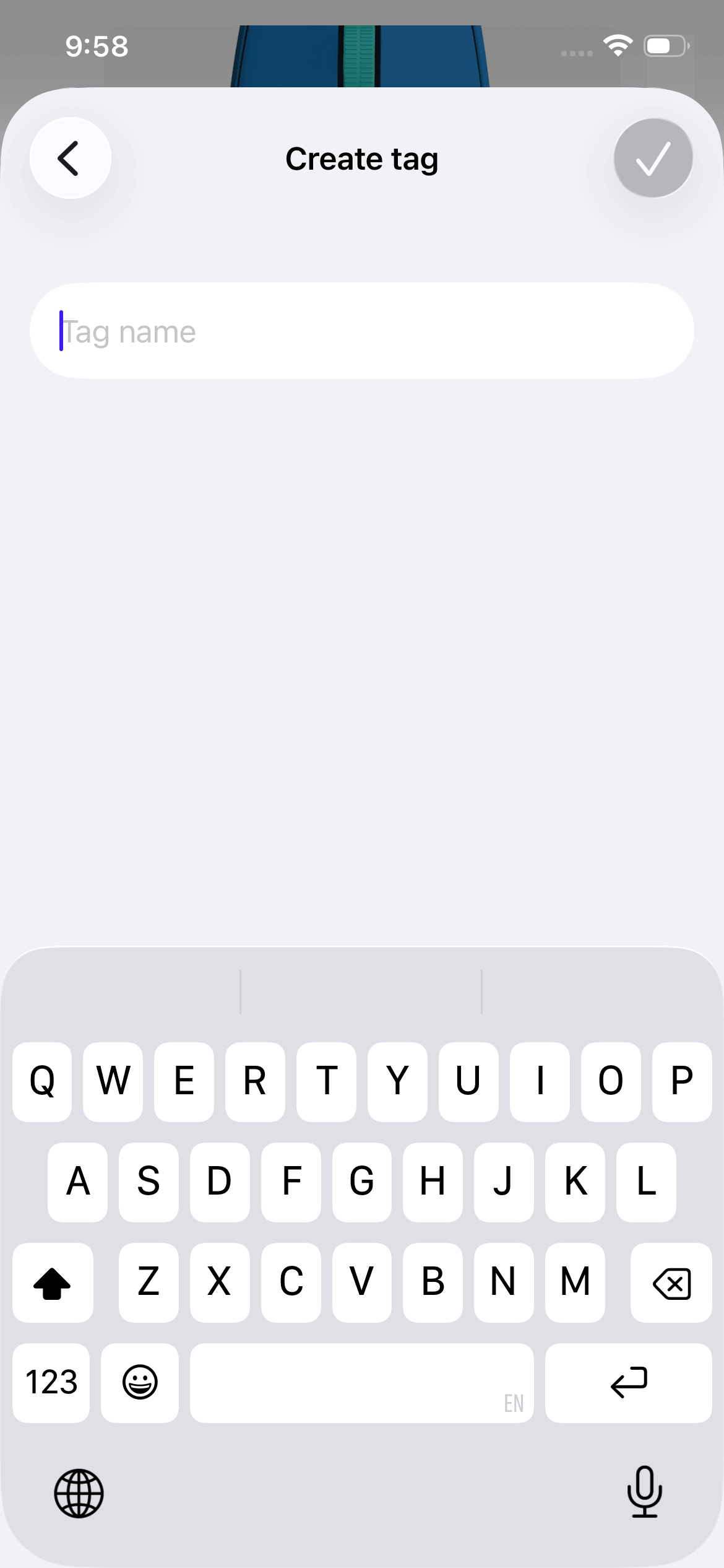 Create new tag page with Tag name field displayed.