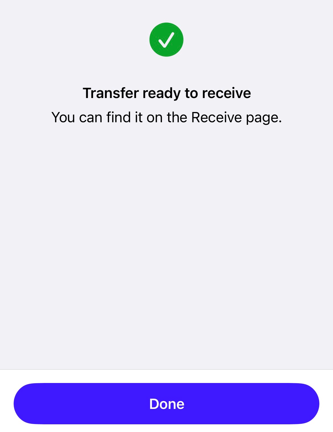 Confirmation that transfer is ready to receive.