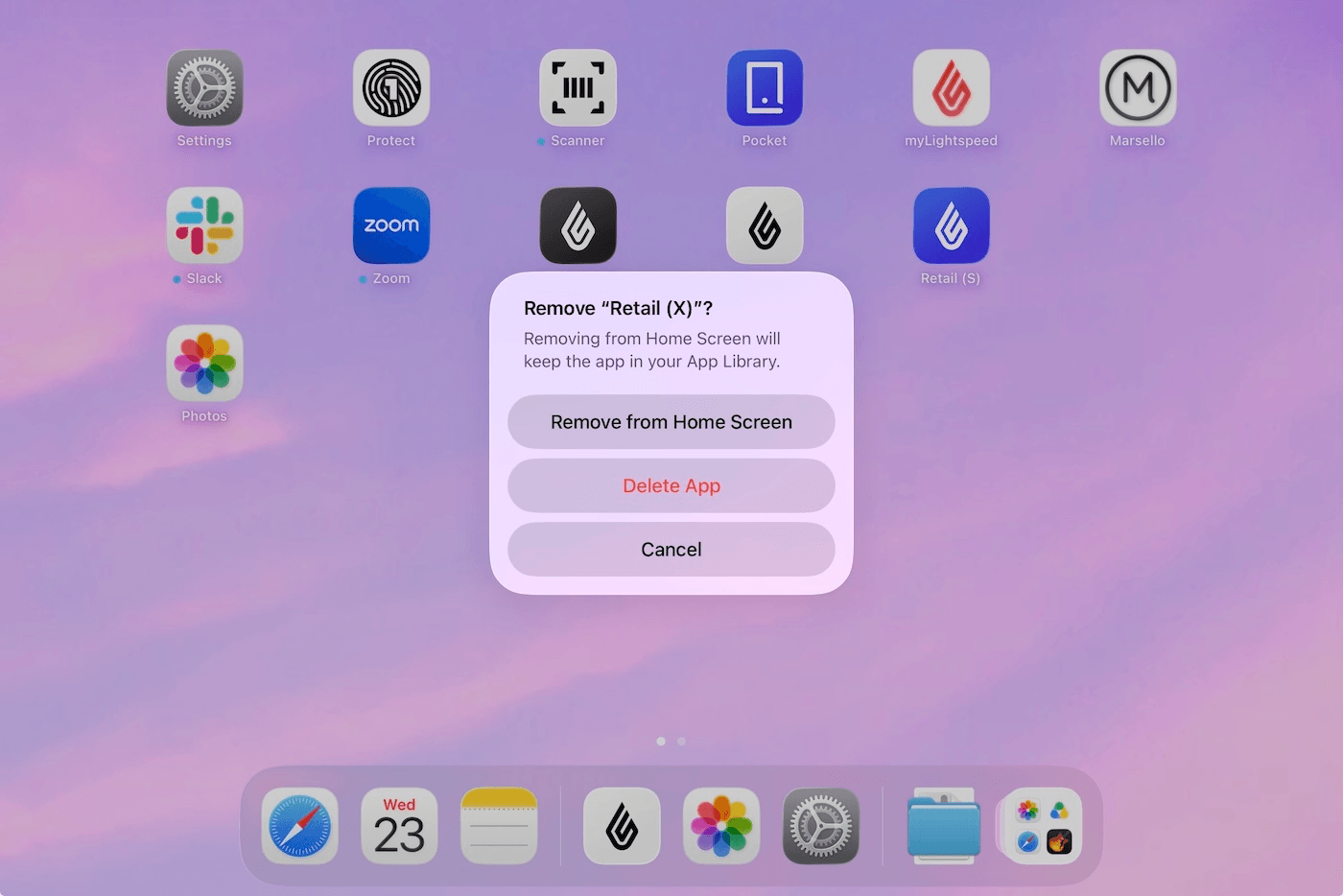 Pop-up met de optie om de app te verwijderen.