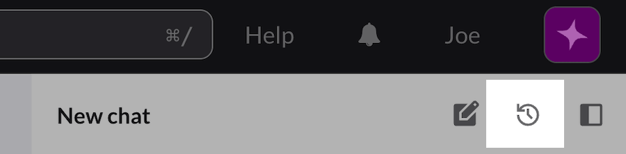 Lightspeed AI chat window with View history icon highlighted.