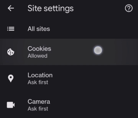 Cookies settings