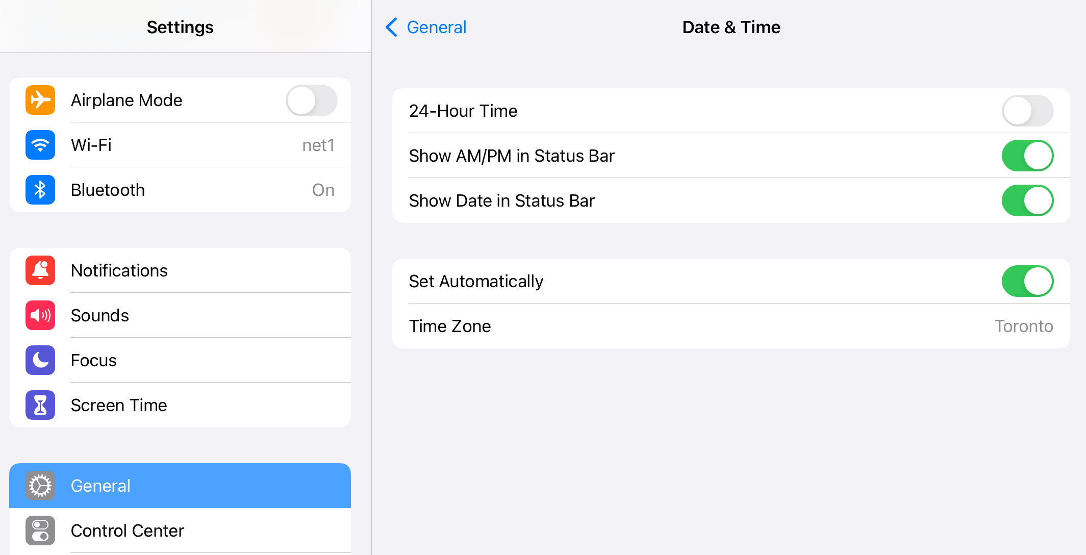 iPad date and time settings